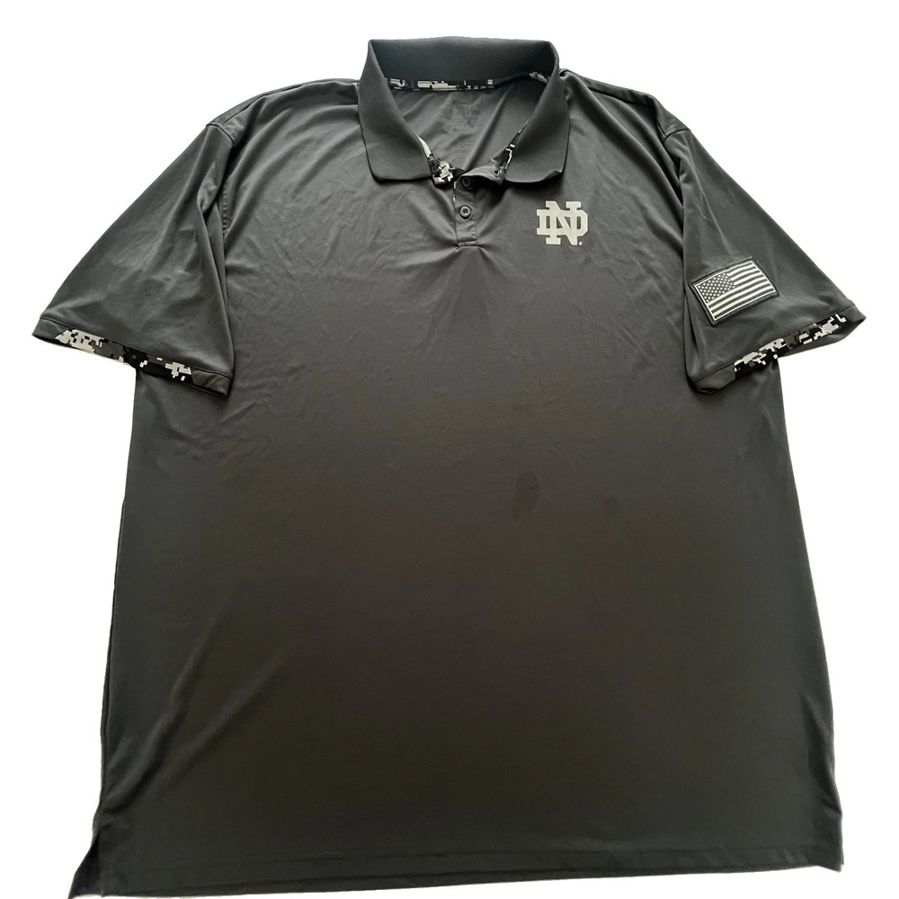 Colosseum Notre Dame Fighting Irish OHT Mens Gray Military Polo Shirt 4XLT*stain